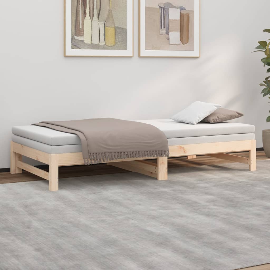 daybed med udtræk 2x(80x200) cm massivt fyrretræ