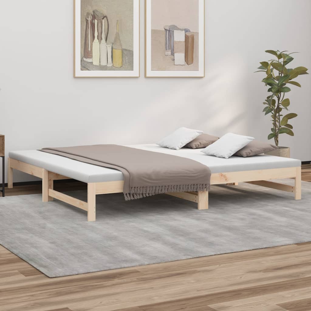 daybed med udtræk 2x(80x200) cm massivt fyrretræ