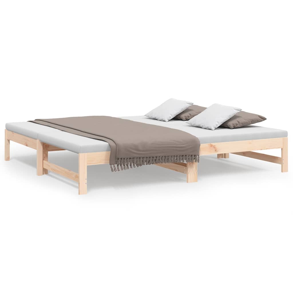 daybed med udtræk 2x(75x190) cm massivt fyrretræ