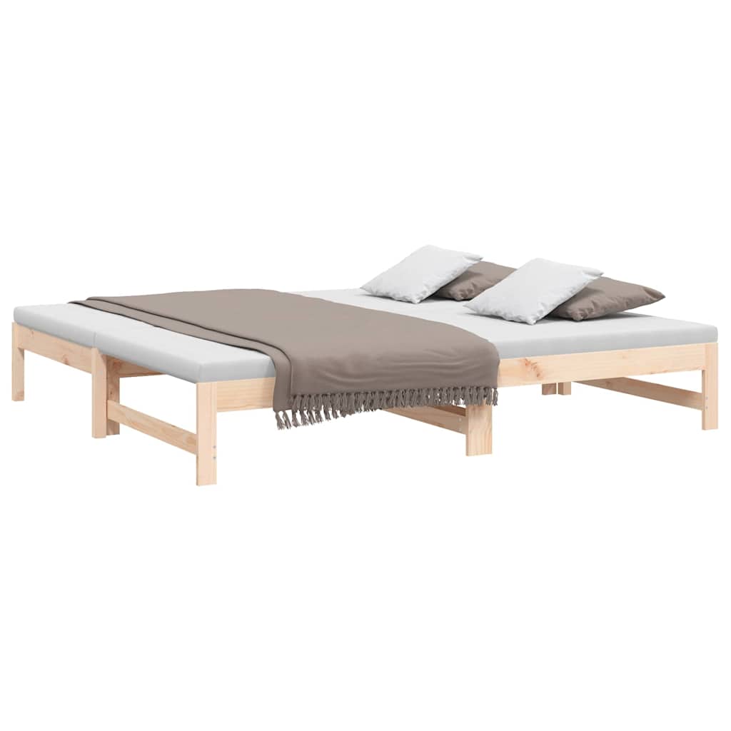 daybed med udtræk 2x(75x190) cm massivt fyrretræ