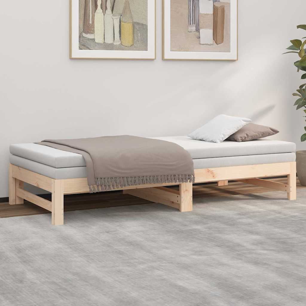 daybed med udtræk 2x(75x190) cm massivt fyrretræ