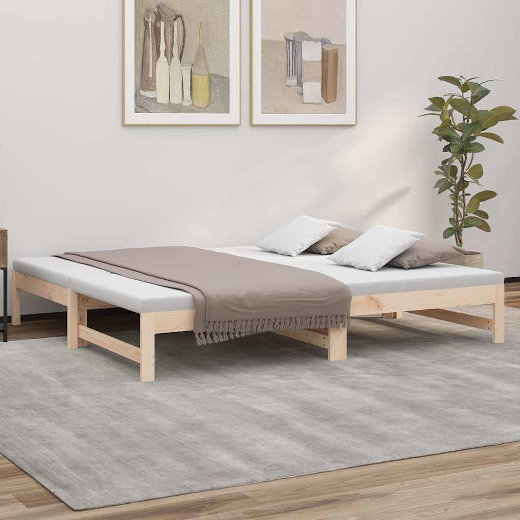 daybed med udtræk 2x(75x190) cm massivt fyrretræ