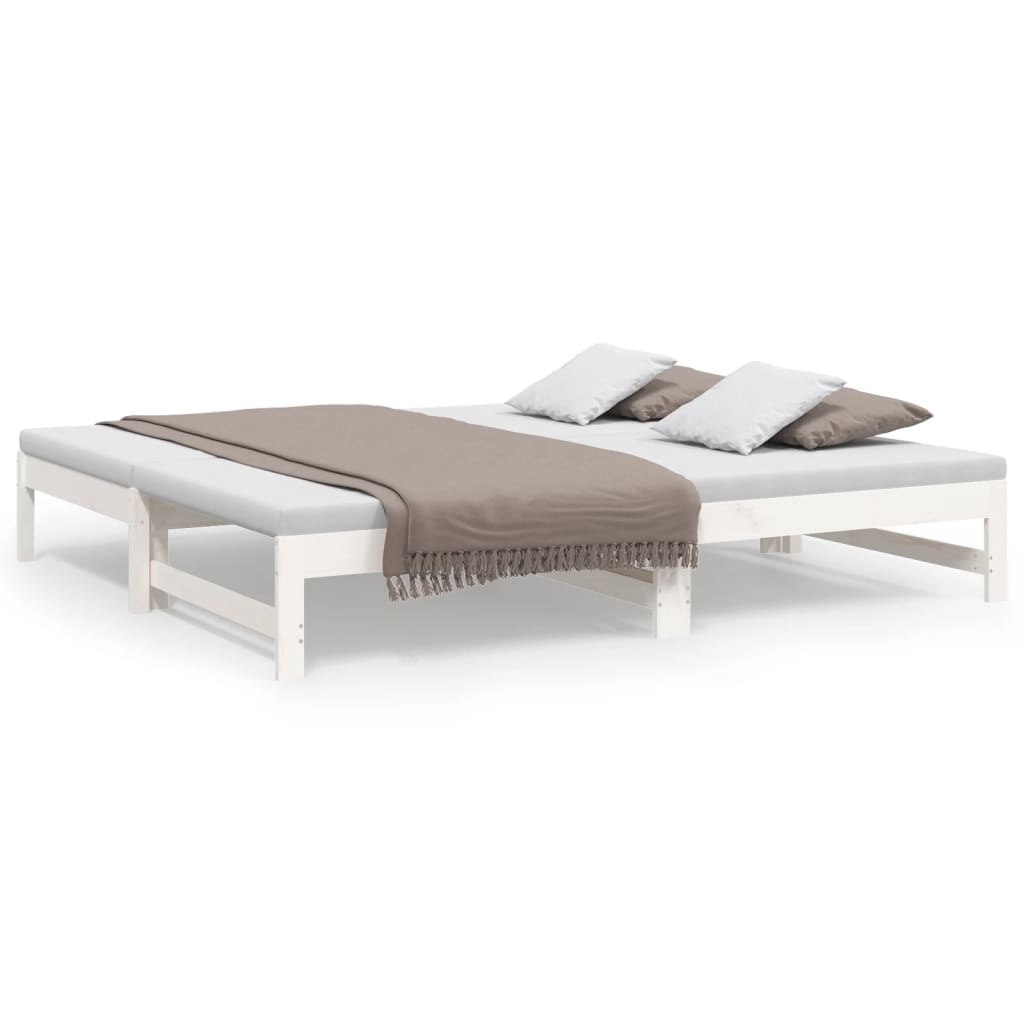 daybed med udtræk 75x190 cm massivt fyrretræ hvid