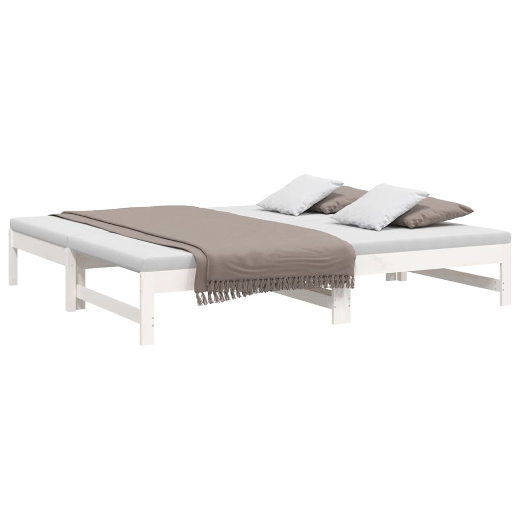 daybed med udtræk 75x190 cm massivt fyrretræ hvid