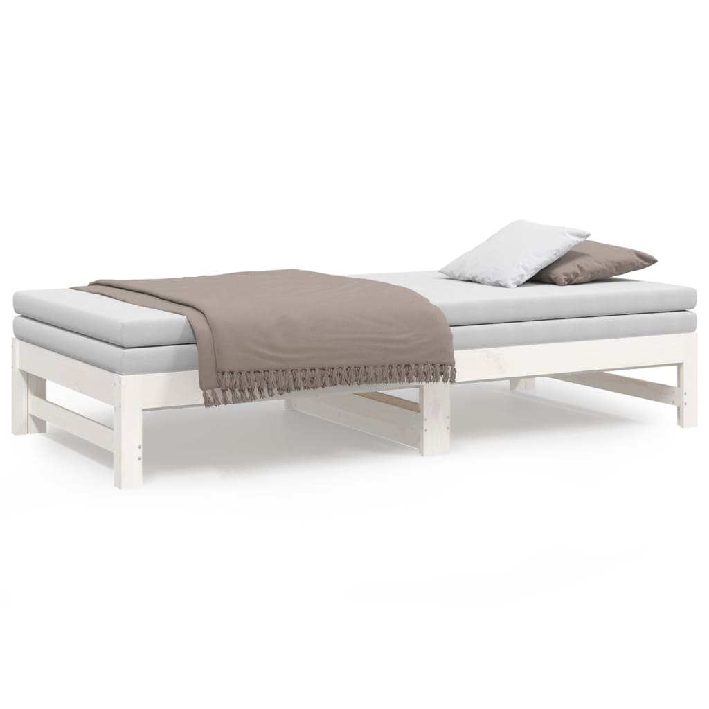 daybed med udtræk 75x190 cm massivt fyrretræ hvid