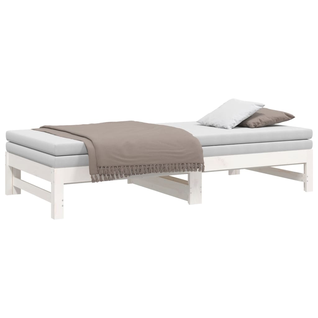 daybed med udtræk 75x190 cm massivt fyrretræ hvid