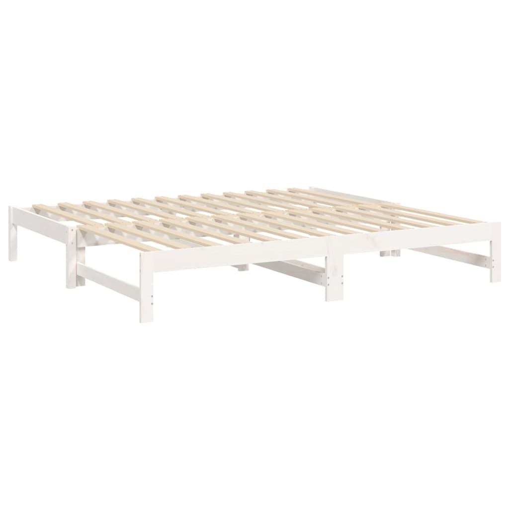 daybed med udtræk 75x190 cm massivt fyrretræ hvid