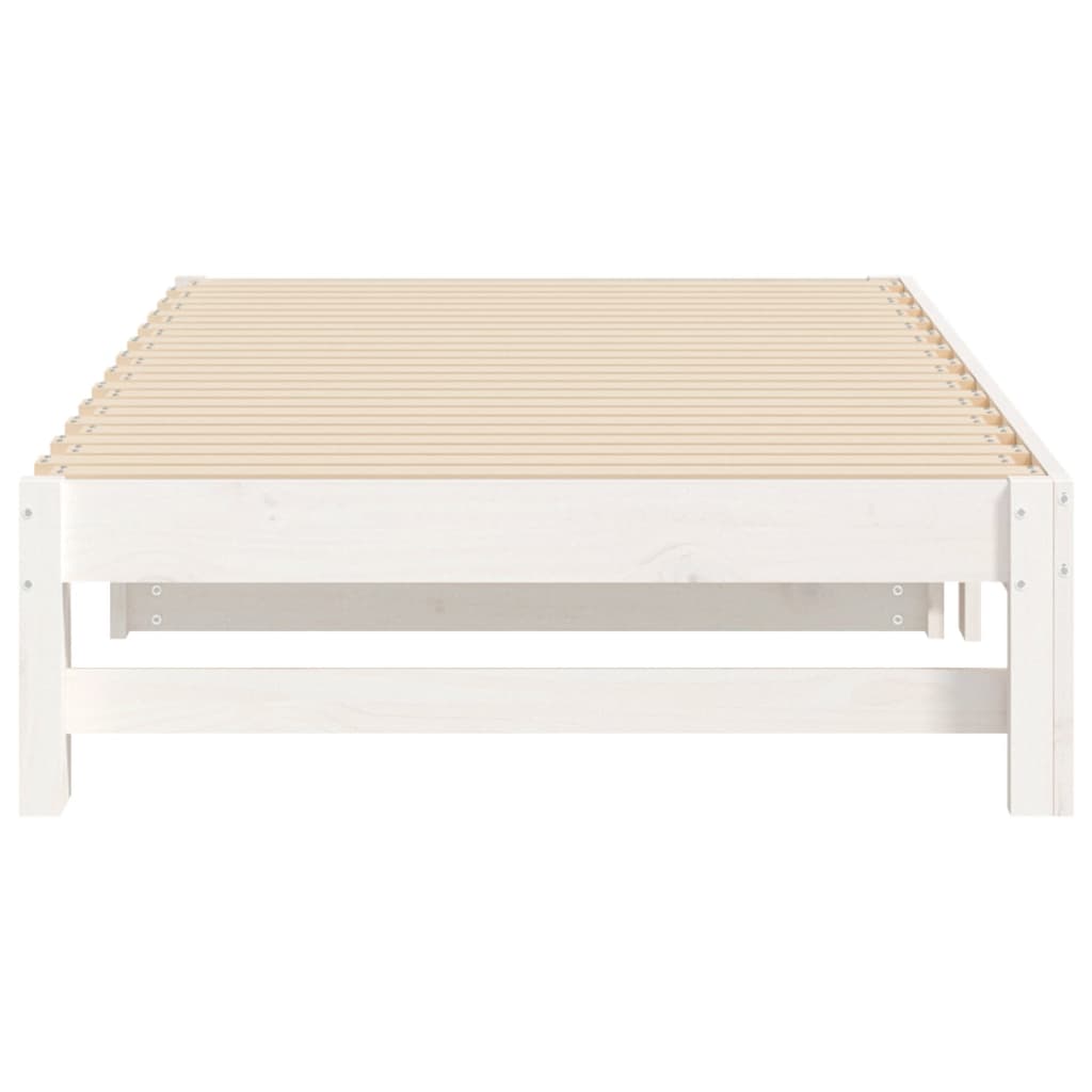 daybed med udtræk 75x190 cm massivt fyrretræ hvid