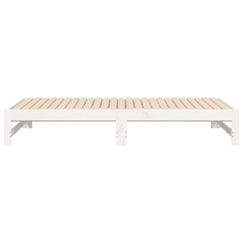 daybed med udtræk 75x190 cm massivt fyrretræ hvid