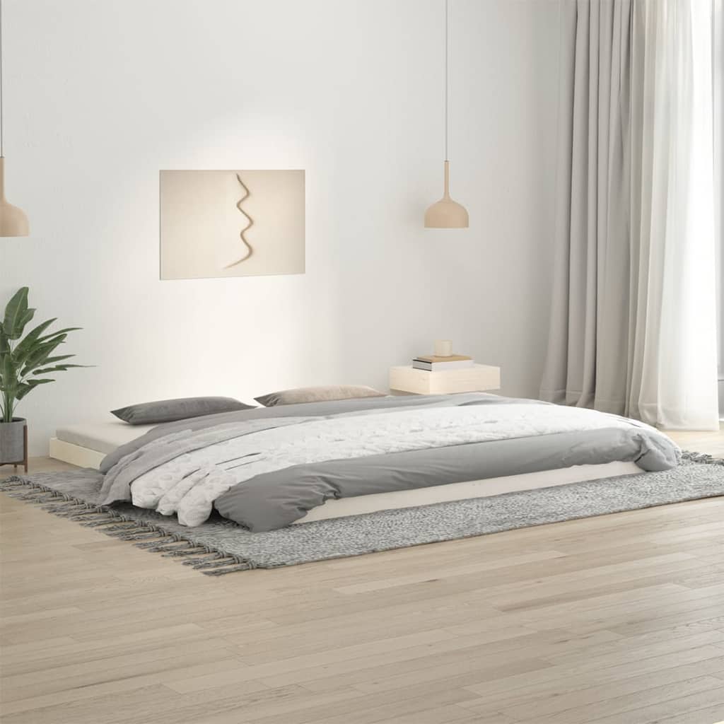 sengeramme 200x200 cm massivt fyrretræ hvid