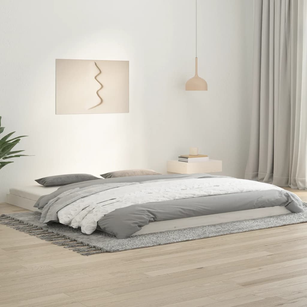 sengeramme 180x200 cm massivt fyrretræ hvid