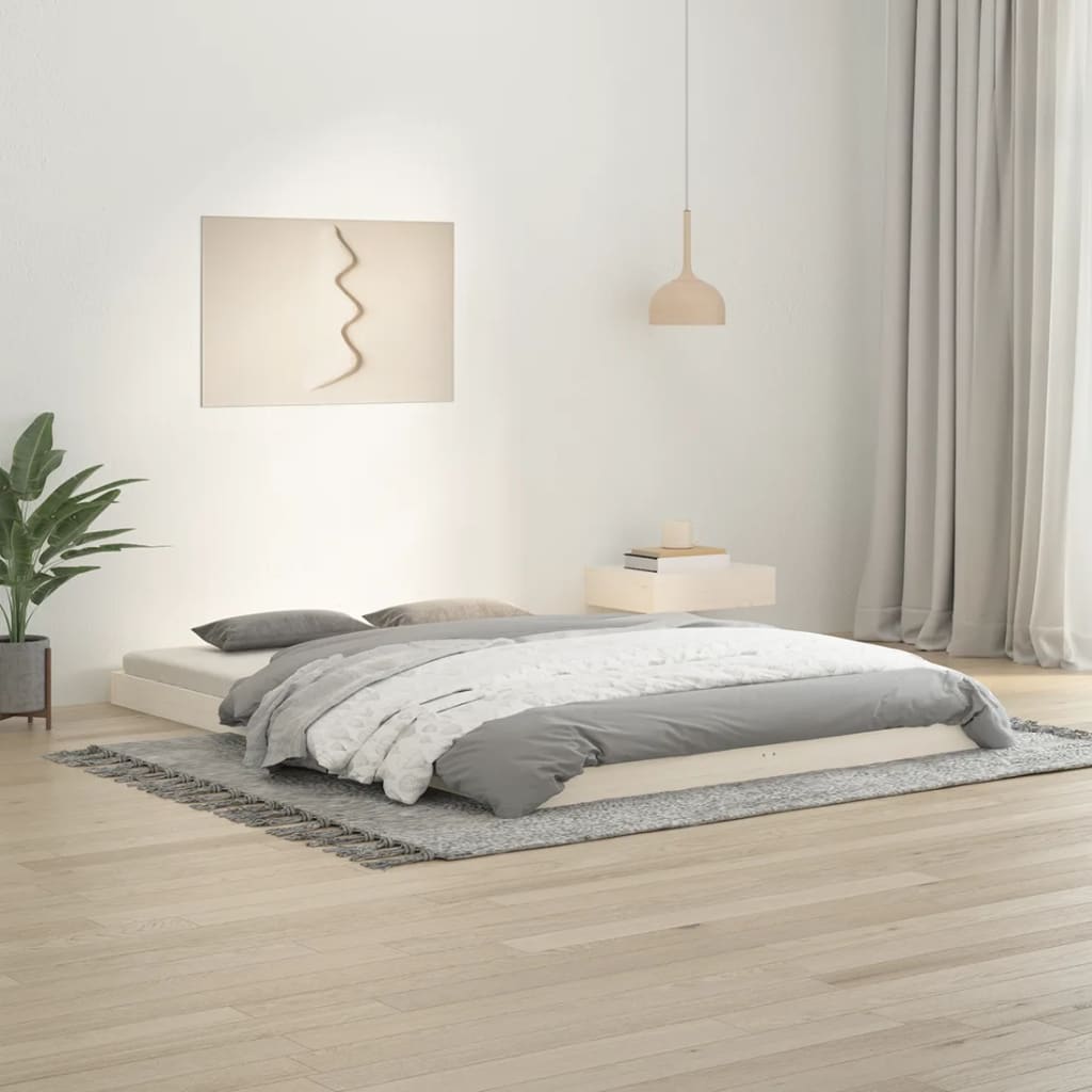 sengeramme 140x200 cm massivt fyrretræ hvid