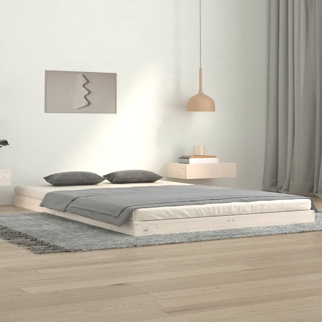 sengeramme 120x200 cm massivt fyrretræ hvid