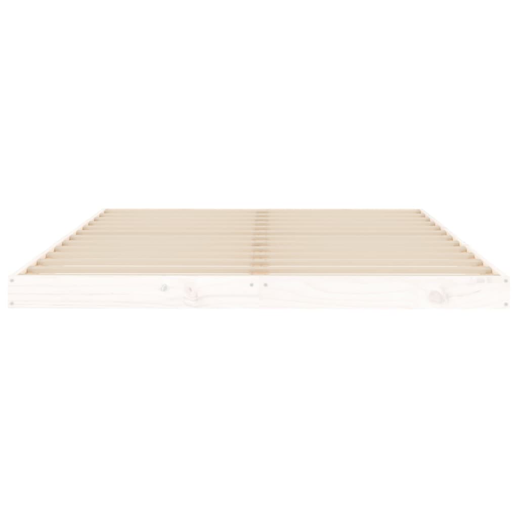 sengeramme 135x190 cm dobbelt massivt fyrretræ hvid