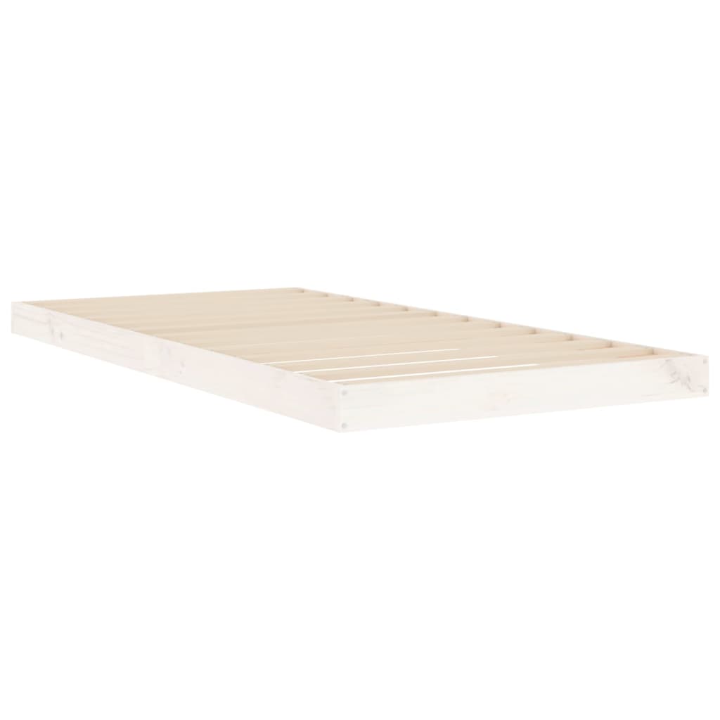 sengeramme 90x190 cm massivt fyrretræ hvid