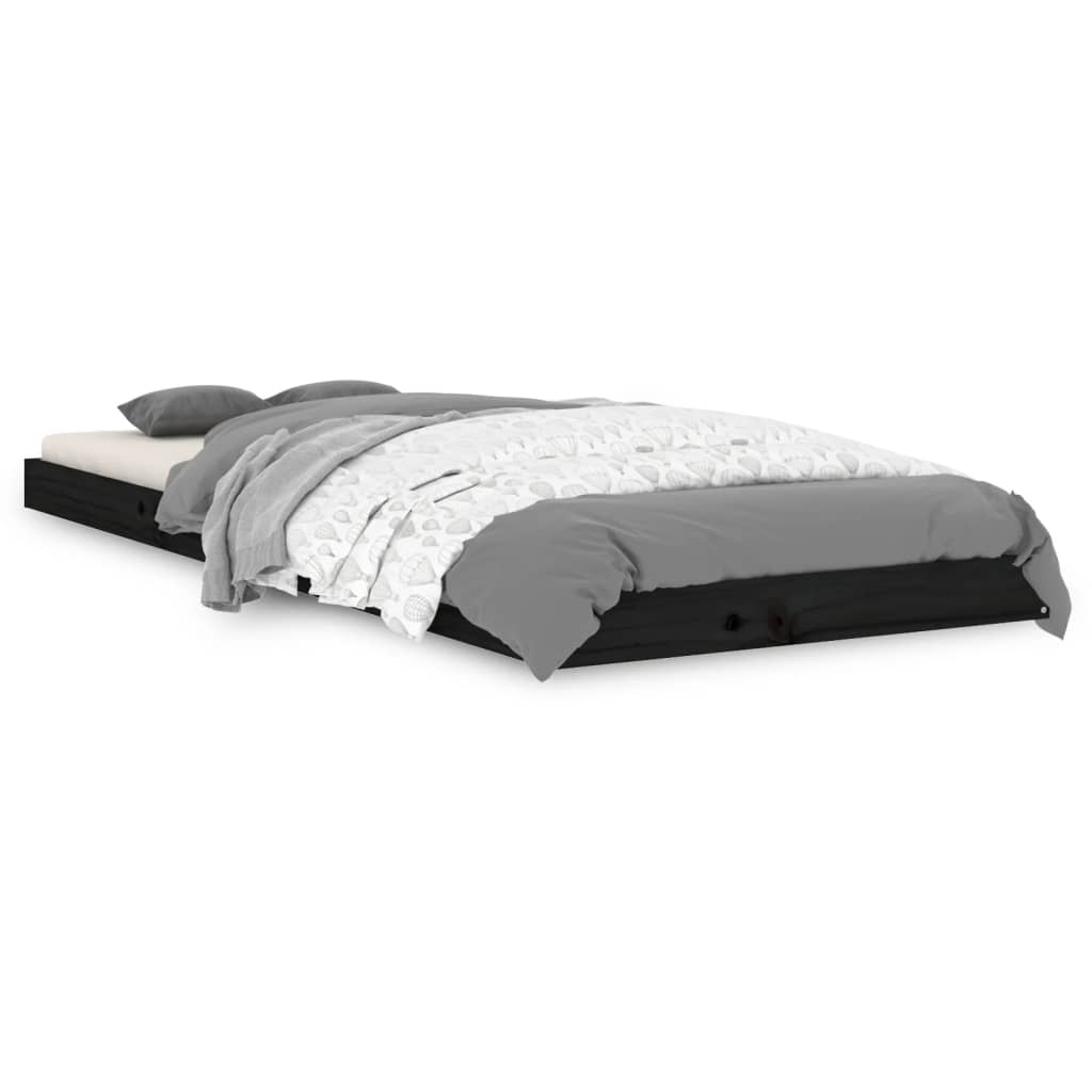 sengeramme 75x190 cm massivt fyrretræ sort
