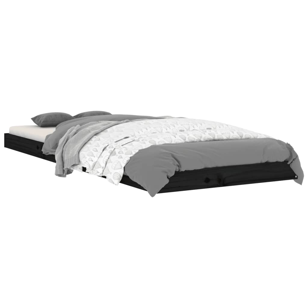 sengeramme 75x190 cm massivt fyrretræ sort