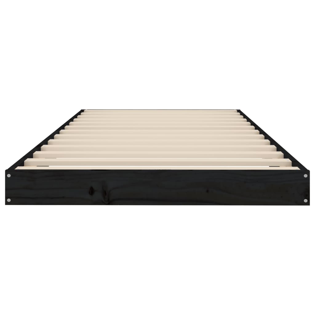 sengeramme 75x190 cm massivt fyrretræ sort