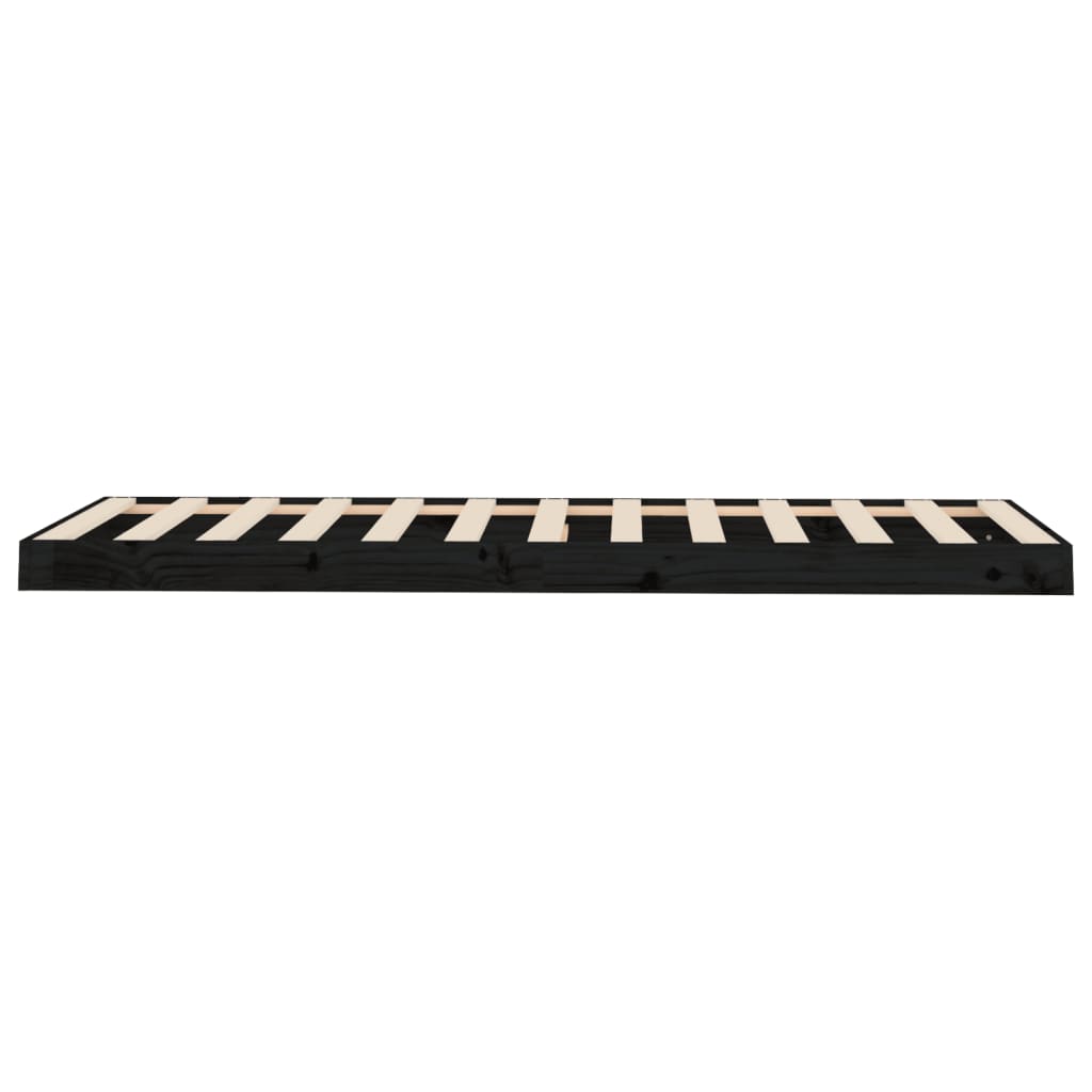 sengeramme 75x190 cm massivt fyrretræ sort