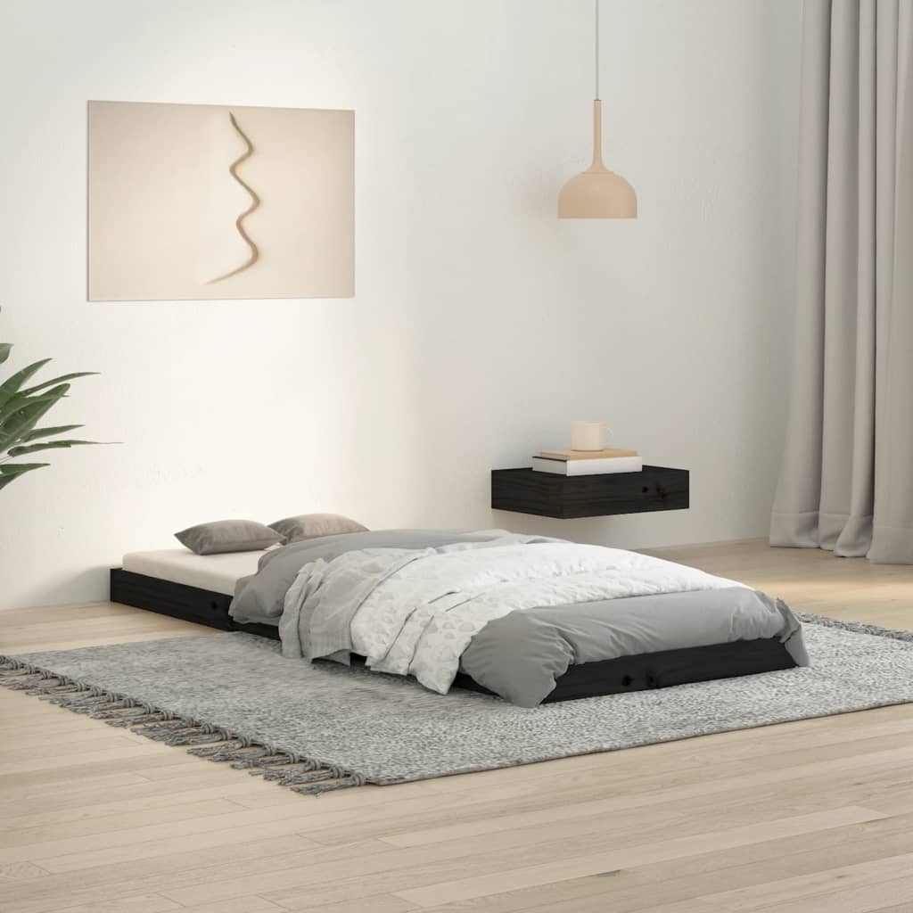 sengeramme 75x190 cm massivt fyrretræ sort