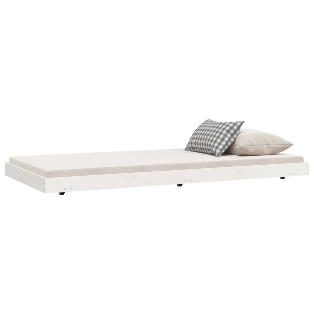 sengeramme uden madras 75x190 cm massivt fyrretræ hvid