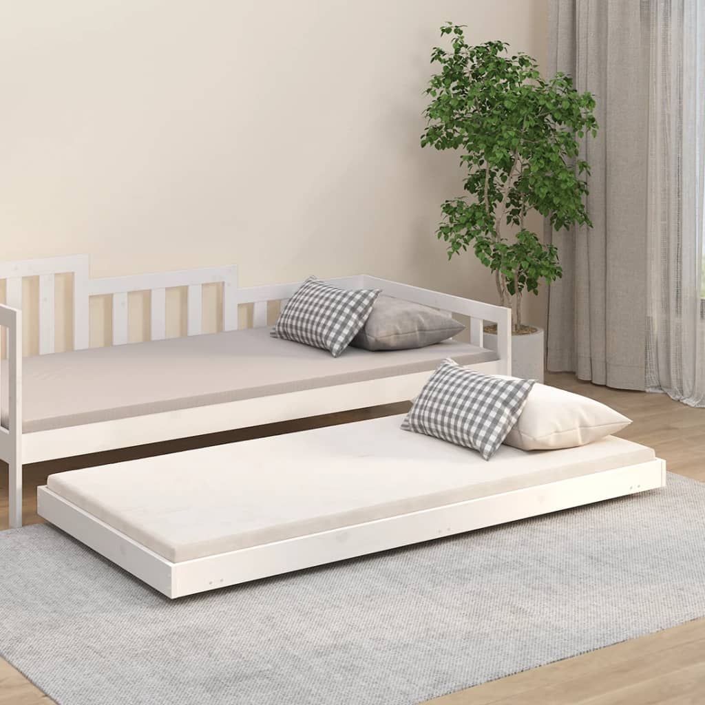 sengeramme uden madras 75x190 cm massivt fyrretræ hvid