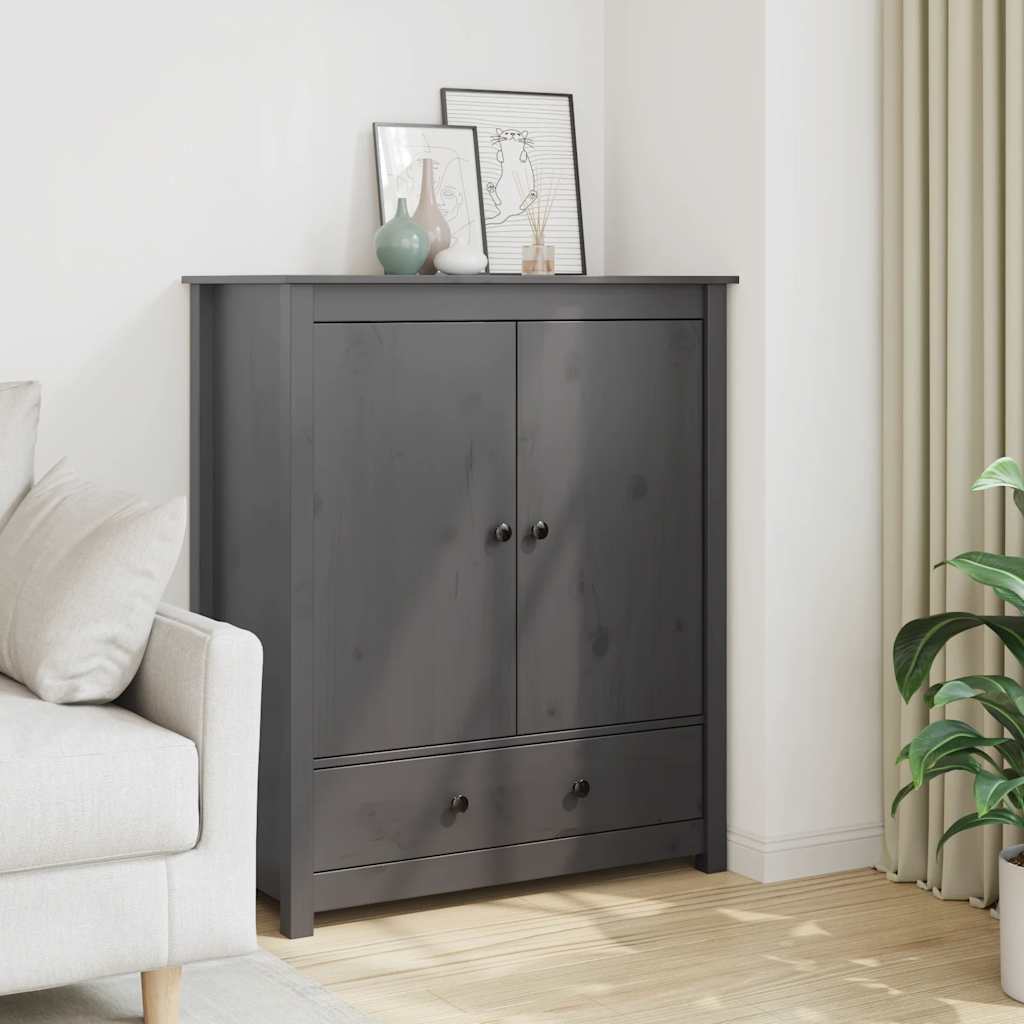 højskab 83x41,5x100 cm massivt fyrretræ grå