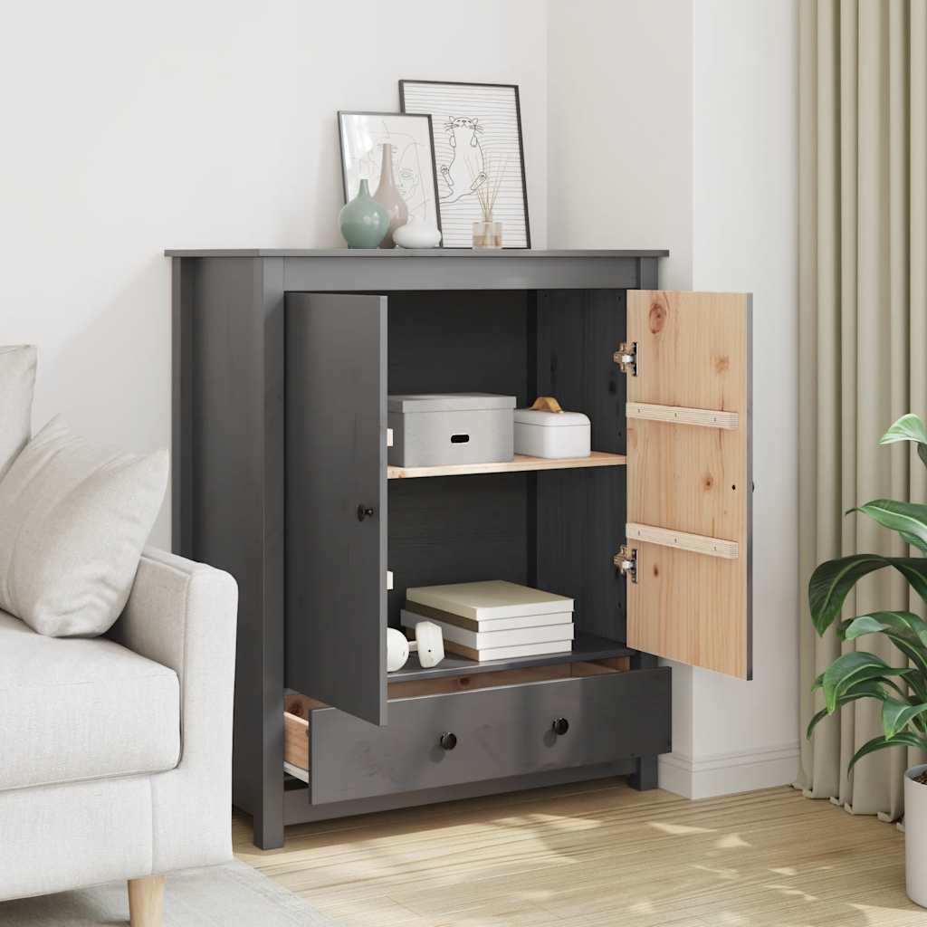 højskab 83x41,5x100 cm massivt fyrretræ grå