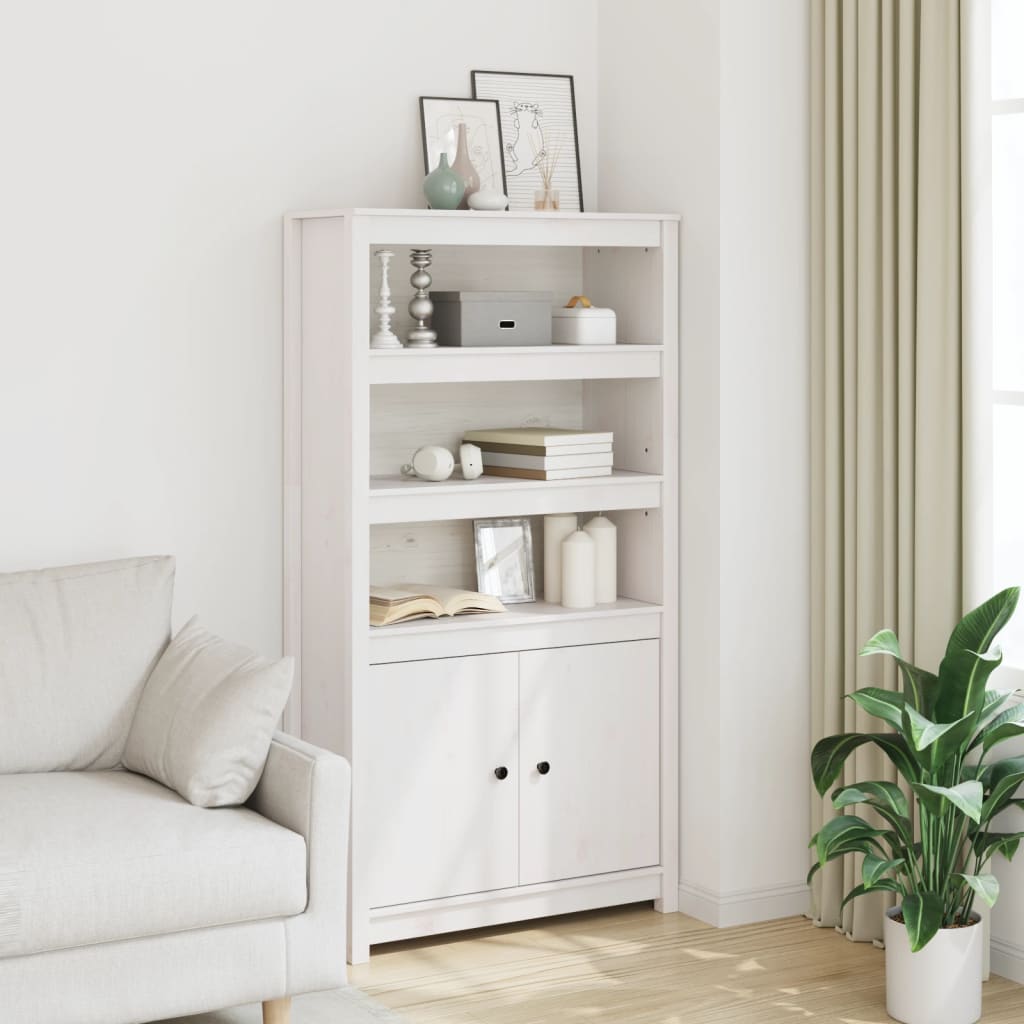 skab 80x35x154 cm massivt fyrretræ hvid