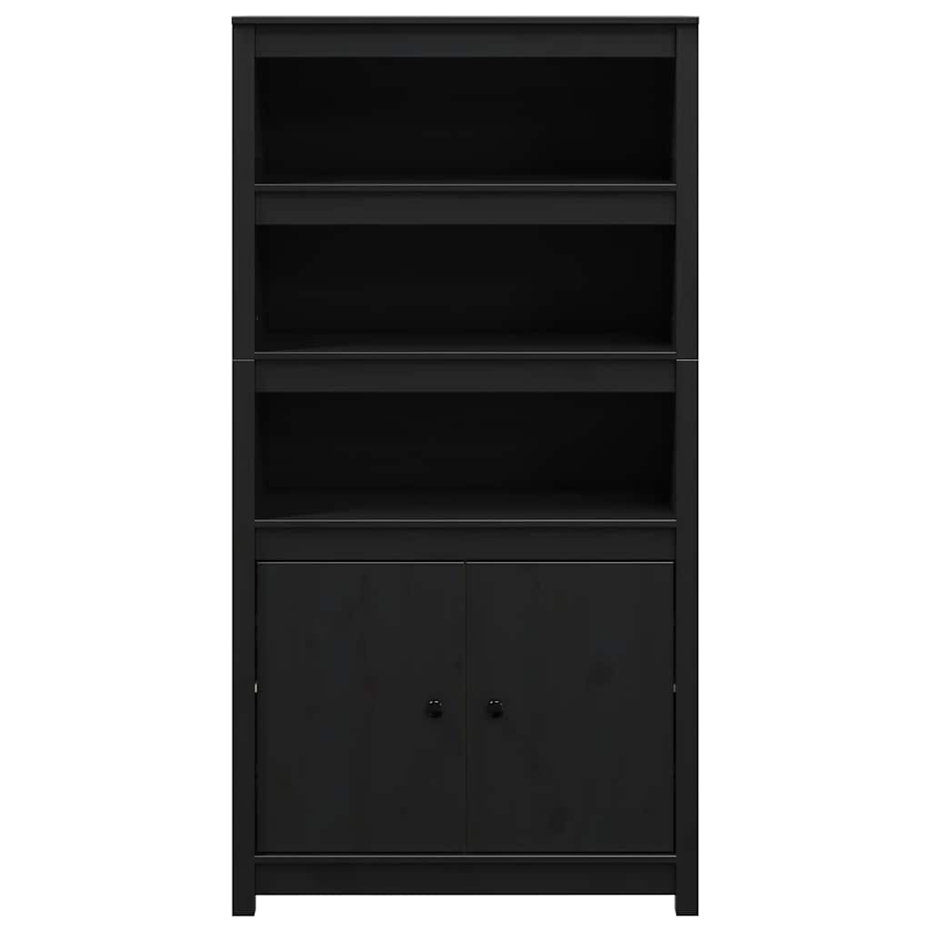 skab 80x35x154 cm massivt fyrretræ sort