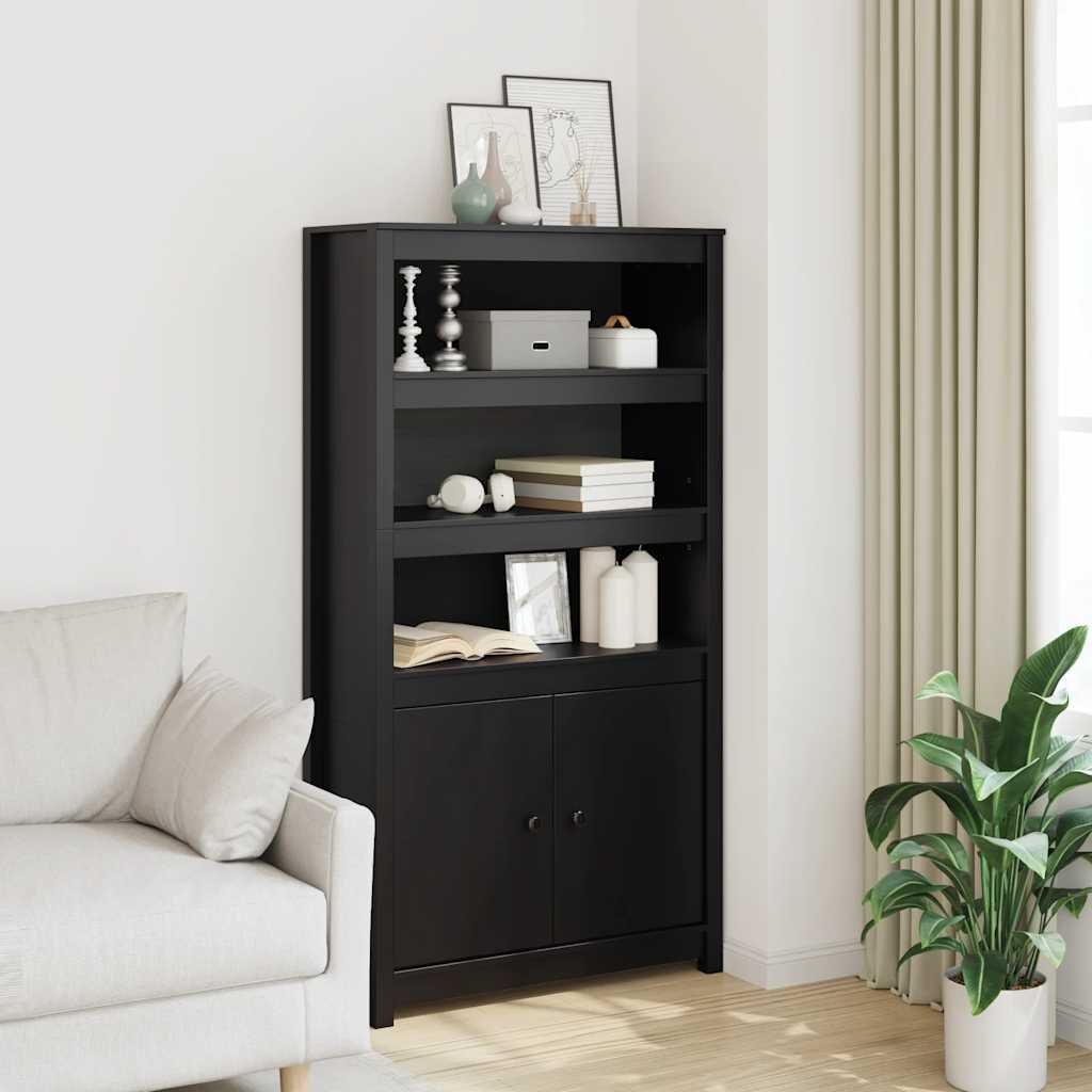 skab 80x35x154 cm massivt fyrretræ sort