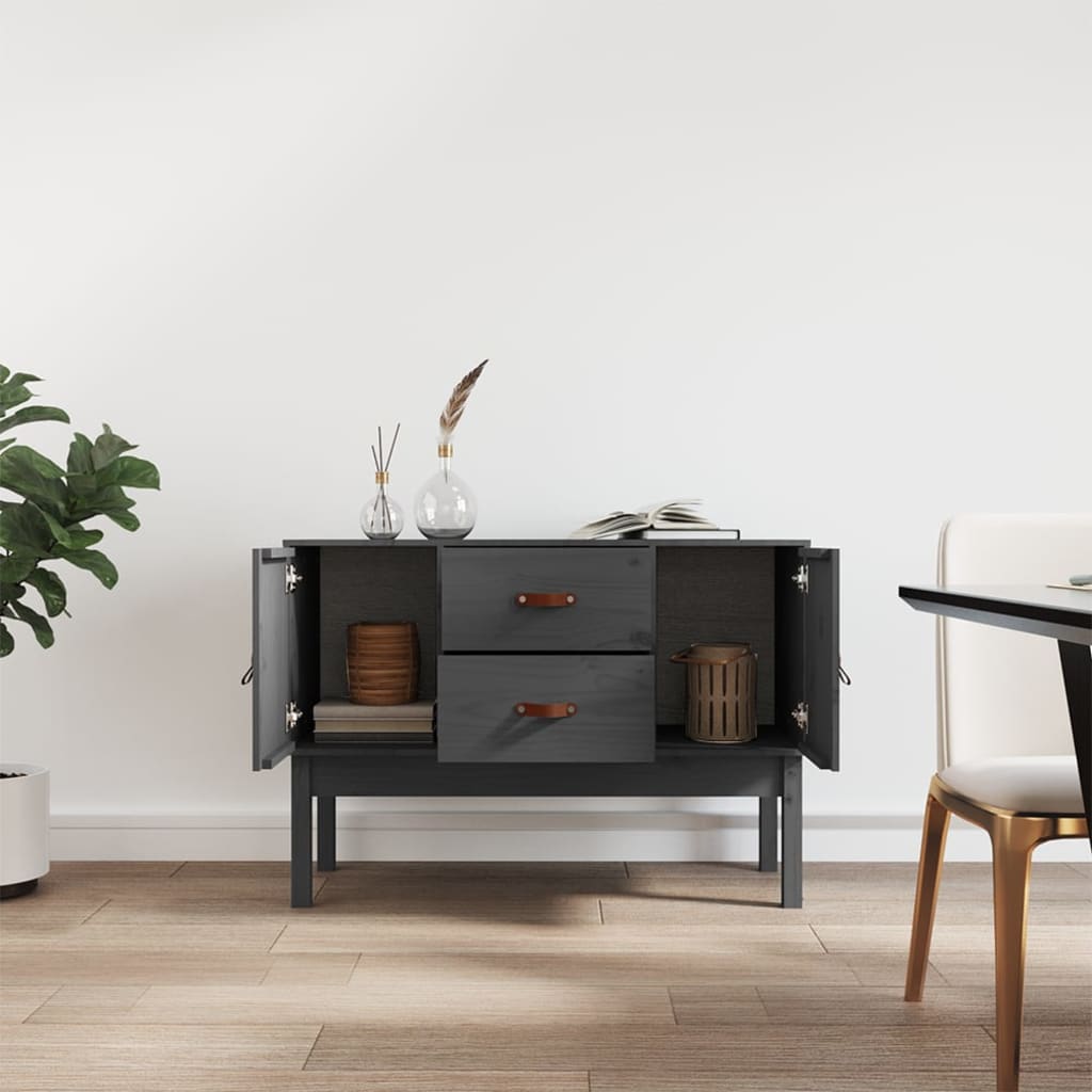 skænk 110x40x78 cm massivt fyrretræ grå