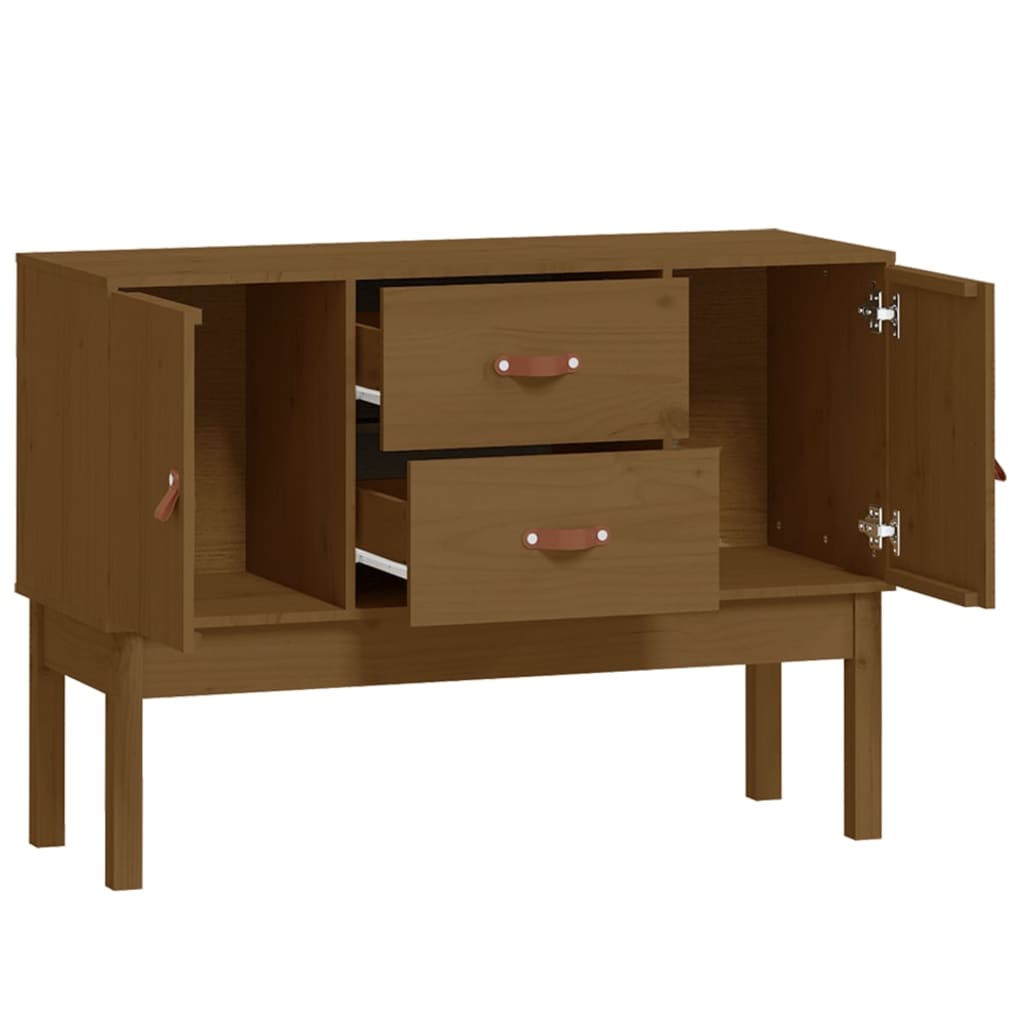 skænk 110x40x78 cm massivt fyrretræ gyldenbrun