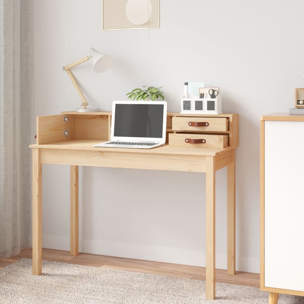 skrivebord 110x50x93 cm massivt træ fyrretræ