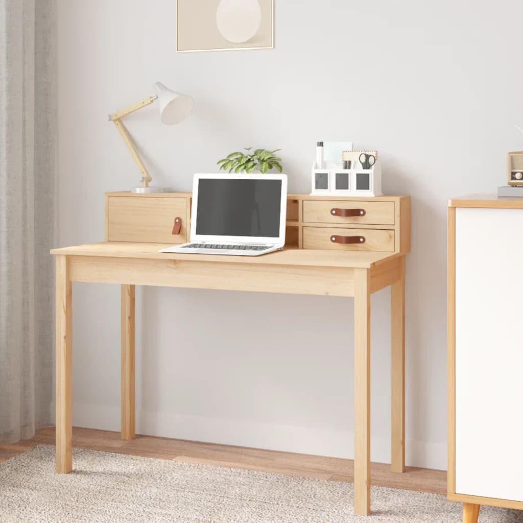 skrivebord 110x50x93 cm massivt træ fyrretræ