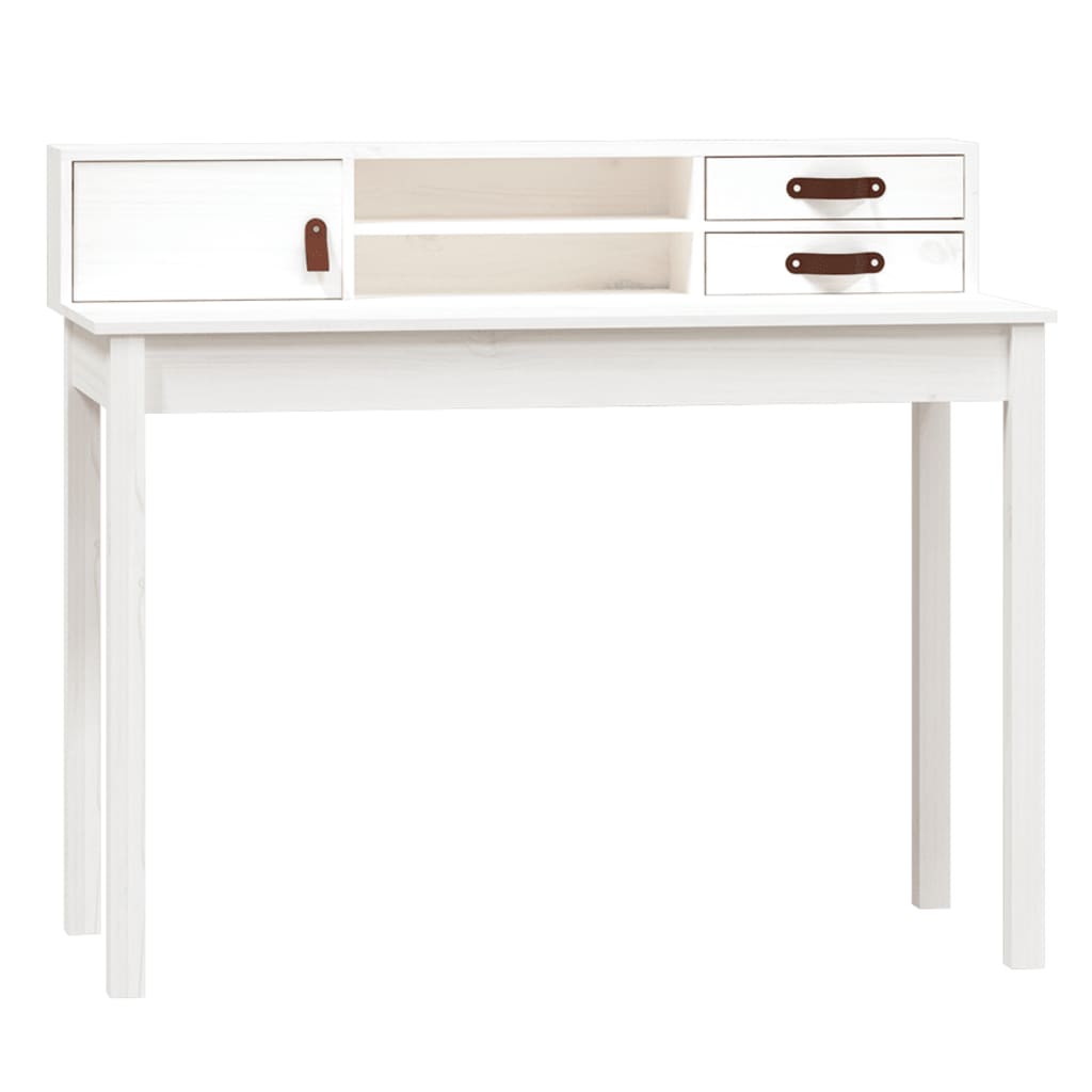 skrivebord 110x50x93 cm massivt fyrretræ hvid