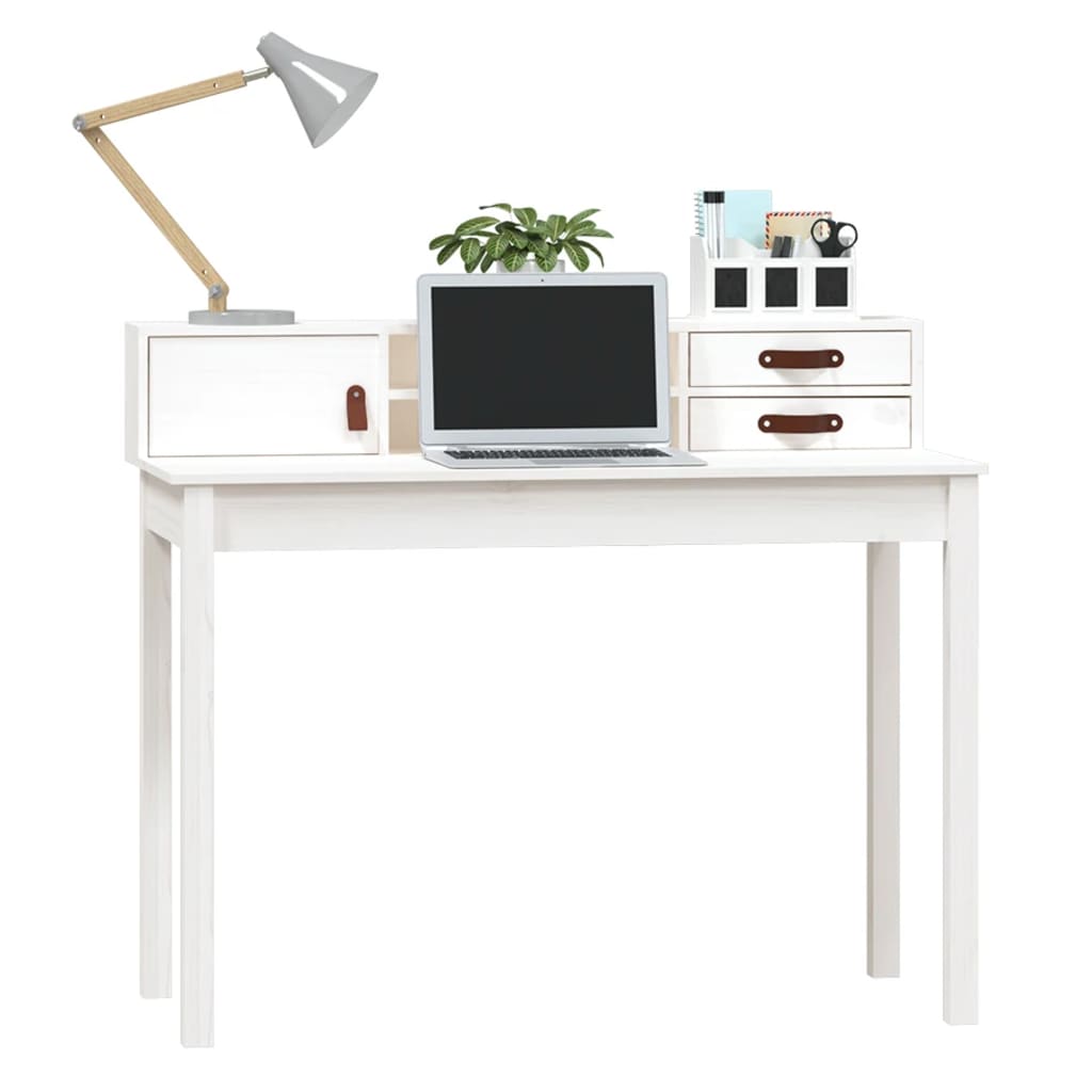 skrivebord 110x50x93 cm massivt fyrretræ hvid