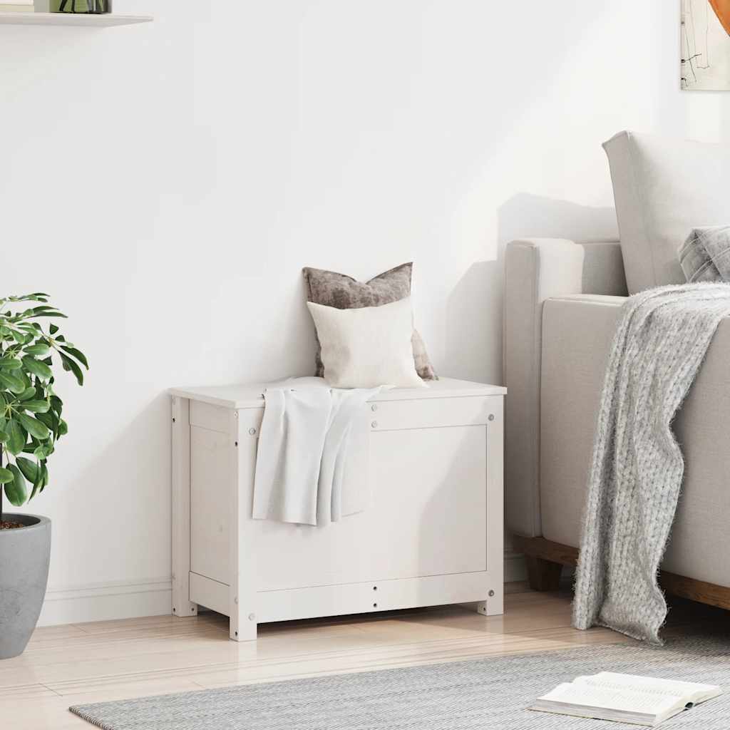 opbevaringskasse 60x32x45,5 cm massivt fyrretræ hvid