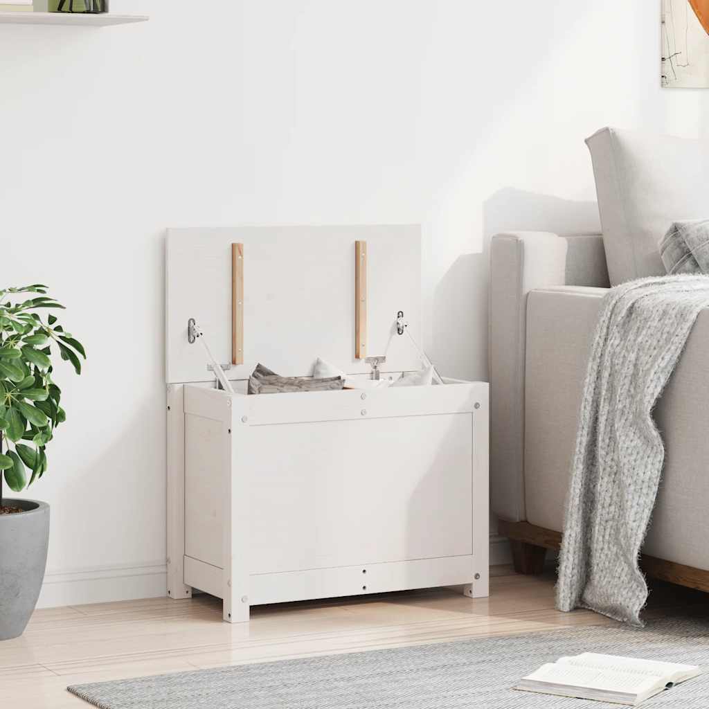 opbevaringskasse 60x32x45,5 cm massivt fyrretræ hvid