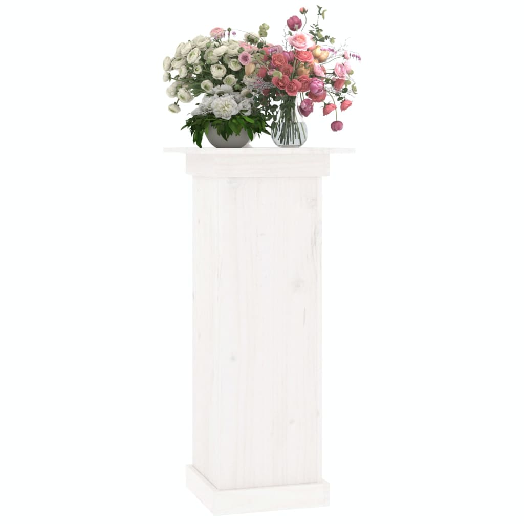 blomsterstander 40x40x90 cm massivt fyrretræ hvid