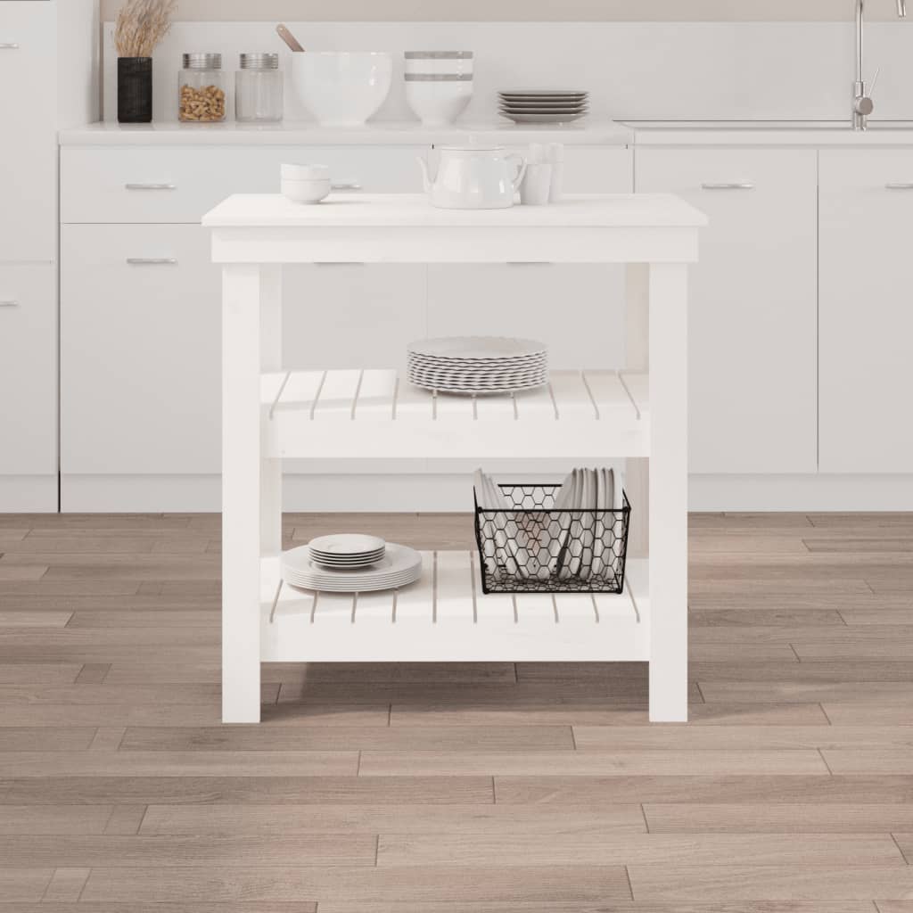 arbejdsbord 78,5x50x80 cm massivt fyrretræ hvid