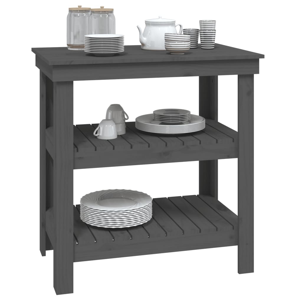 arbejdsbord 78,5x50x80 cm massivt fyrretræ grå