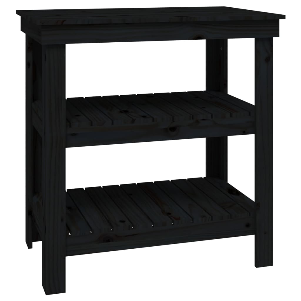 arbejdsbord 78,5x50x80 cm massivt fyrretræ sort