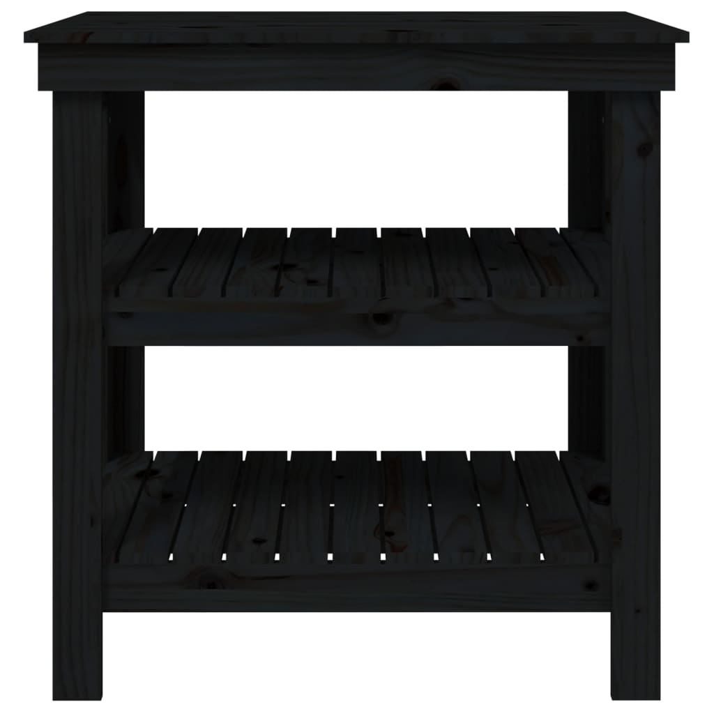 arbejdsbord 78,5x50x80 cm massivt fyrretræ sort
