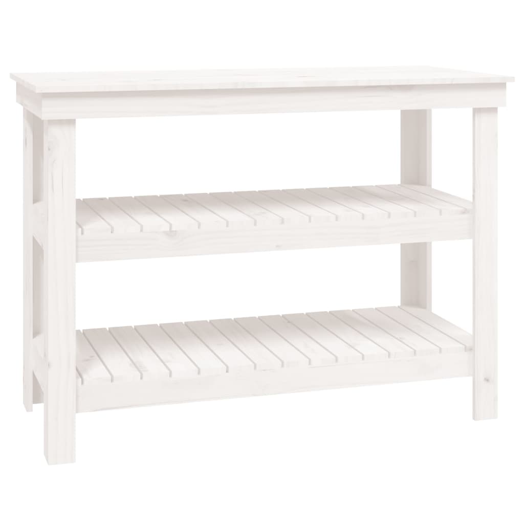 arbejdsbord 110,5x50x80 cm massivt fyrretræ hvid
