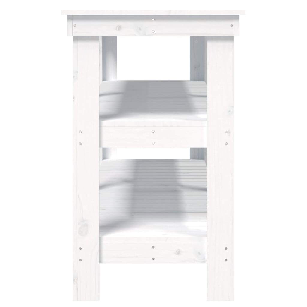 Arbejdsbænk med hylde Hvid 142,5 x 50 x 80 cm Massivt fyrretræ