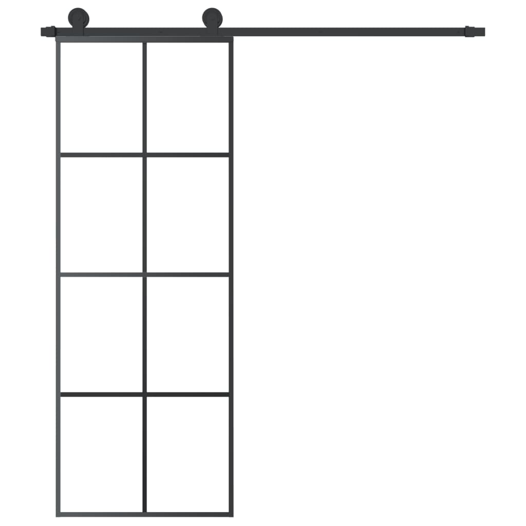 skydedør med hardwaresæt 76x205 cm sikkerhedsglas aluminium