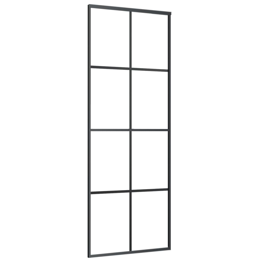 skydedør med hardwaresæt 76x205 cm sikkerhedsglas aluminium