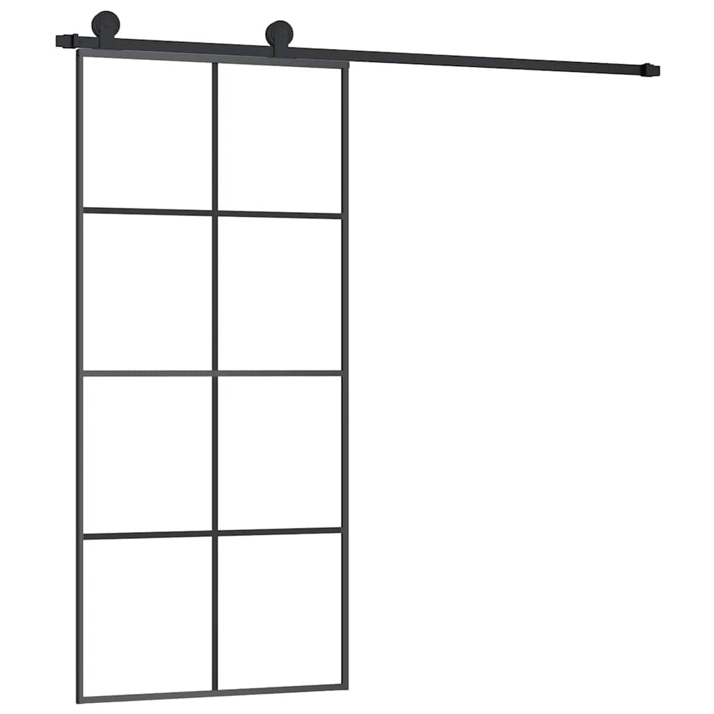 skydedør med hardwaresæt 90x205 cm sikkerhedsglas aluminium