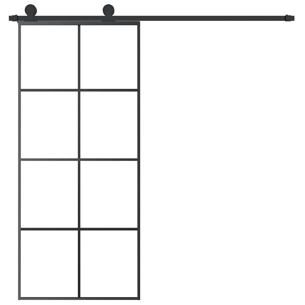 skydedør med hardwaresæt 90x205 cm sikkerhedsglas aluminium